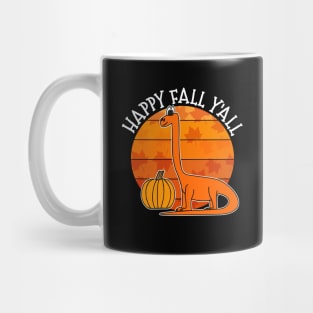 Happy Fall Y'All Dinosaur Diplodocus Pumpkin Autumn Thanksgiving Mug